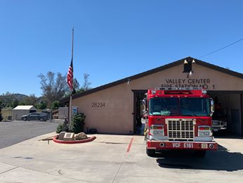 Flag at half-staff in front of Station for FF Chris Thompson